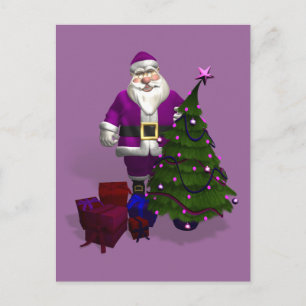 Purple Santa Claus Holiday Postcard