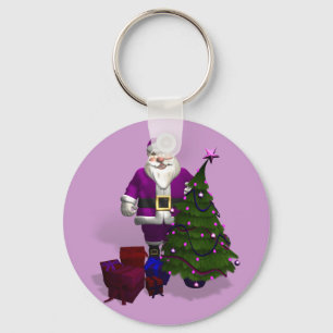 Purple Santa Claus Key Ring