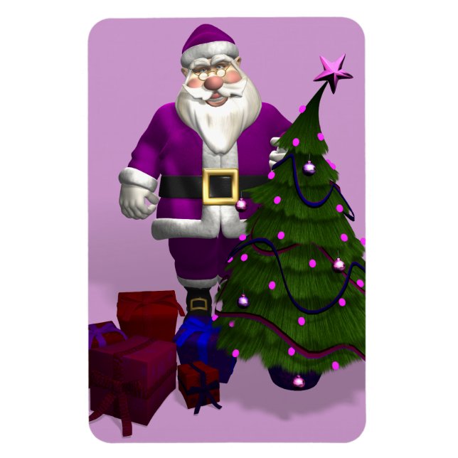 Purple Santa Claus Magnet (Vertical)
