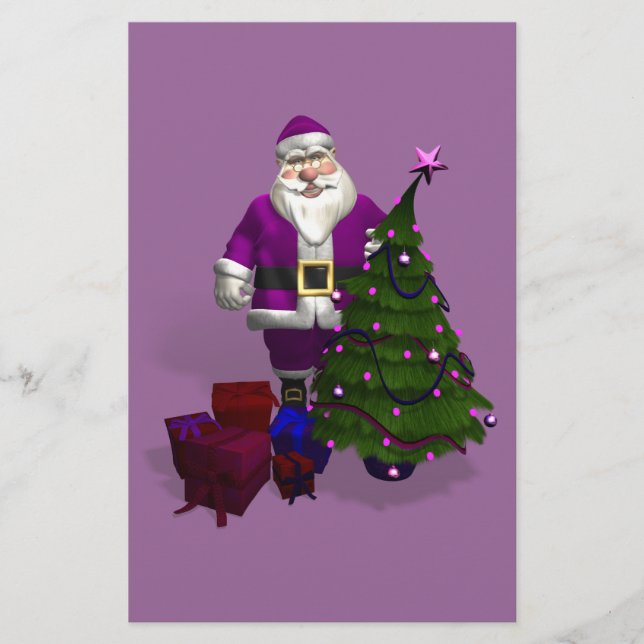 Purple Santa Claus Stationery (Front)