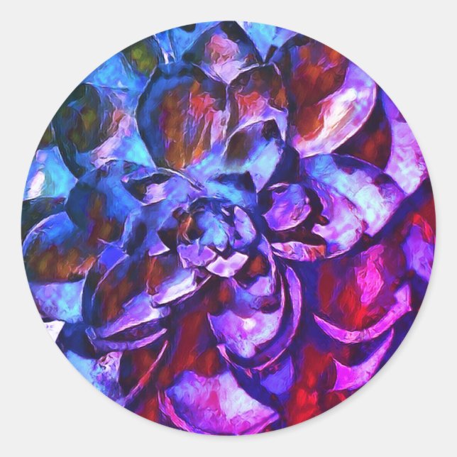 Purple Sapphire Flower Round Sticker (Front)