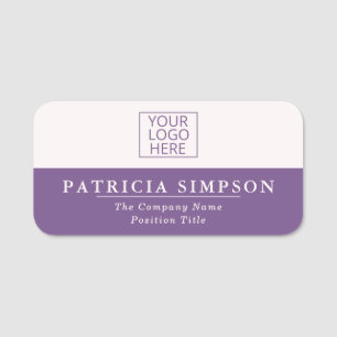 Purple Sapphire & Pearly White: Contrasting Charm Name Tag