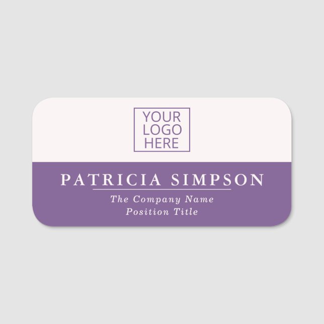 Purple Sapphire & Pearly White: Contrasting Charm Name Tag (Front)
