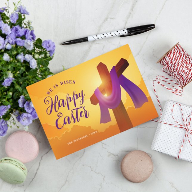Purple Sash on Cross | Happy Easter Greeting Card (Creator Uploaded)