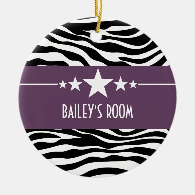 Purple Sassy Star Zebra Ornament (Front)
