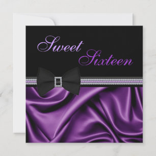 Purple Satin and Gems Sweet Sixteen Invite
