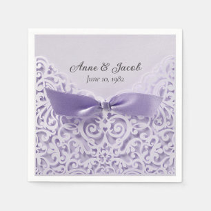 Purple Satin Bow On Lace for Anniversary Napkin