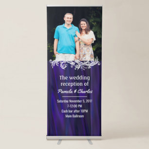 Purple Satin Look Wedding Photo Retractable Banner