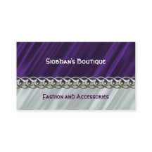 Purple satin silver chain business card