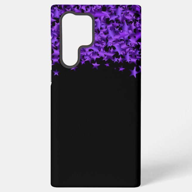Purple Satin Stars Border Customise Samsung Galaxy S22 Ultra Case (Back)
