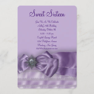 Purple Satin Sweet Sixteen Birthday Party Invitation