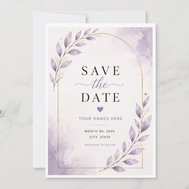 Purple Save the Date Card (Front)