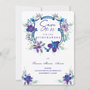Purple Save the Date Quinceañera Invitation