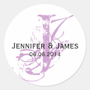 Purple Save the Date Wedding Favour Stickers
