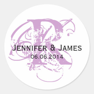 Purple Save the Date Wedding Favour Stickers