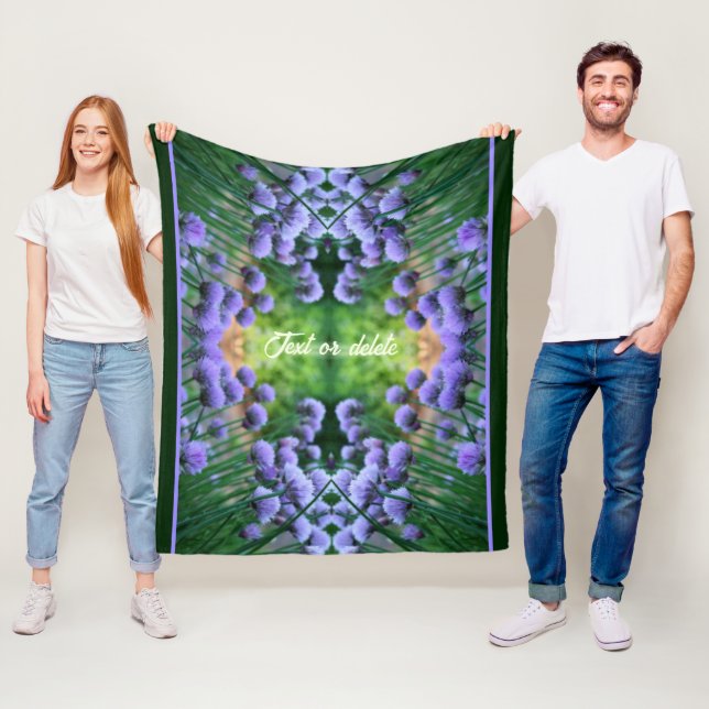 Purple Scallion Abstract Flowers Personalised Fleece Blanket (In Situ)