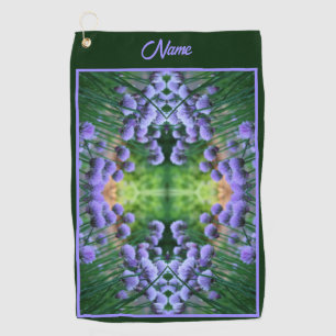 Purple Scallion Abstract Flowers Personalised Golf Towel