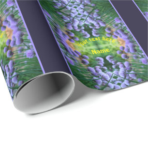 Purple Scallion Abstract Flowers Personalized Wrapping Paper