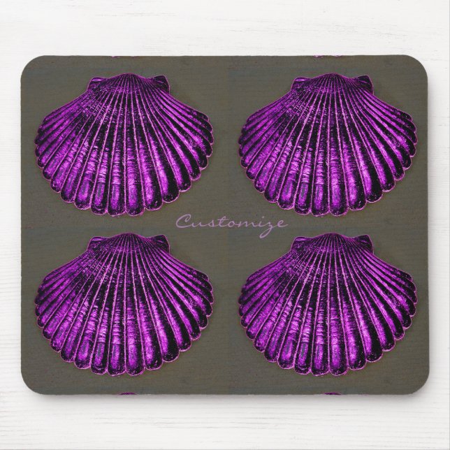 purple scallop shells grey Thunder_Cove Mouse Mat (Front)