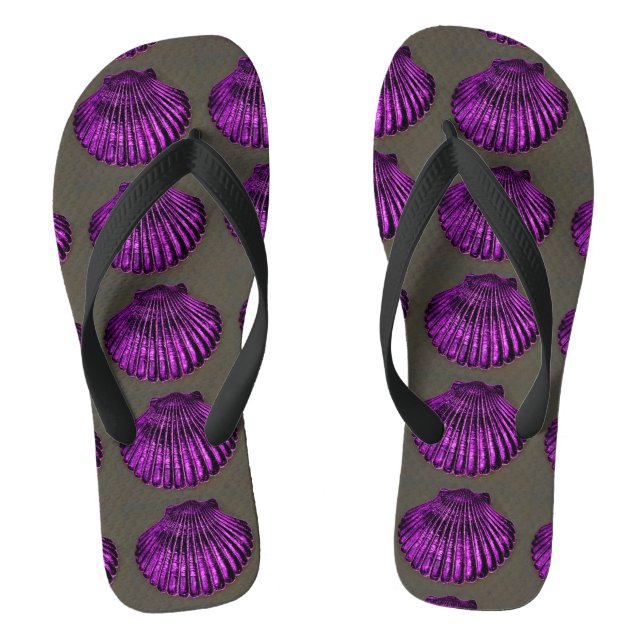 purple scallops grey flip flops (Footbed)