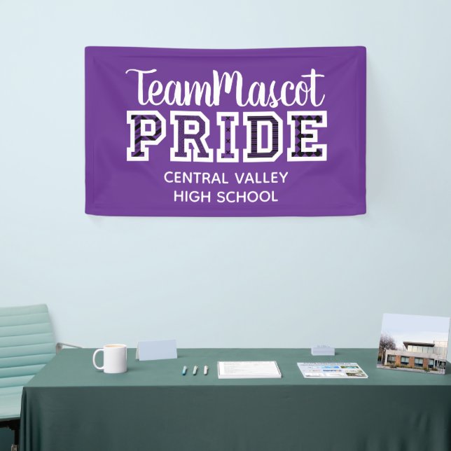 Purple School Pride Mascot Name Banner (Tradeshow)