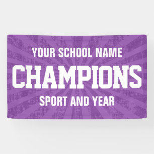 Purple school sports team champions banner