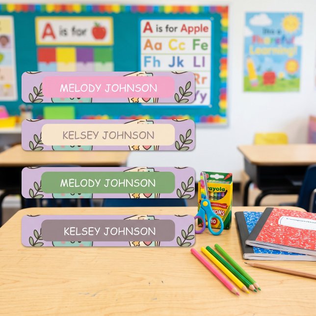 Purple School Supplies Pattern Girl Colour Coded (Creator Uploaded)
