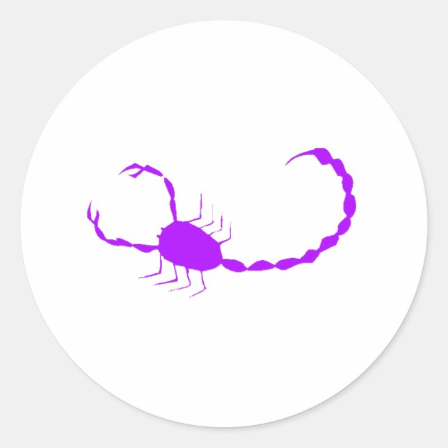 Purple Scorpion Classic Round Sticker (Front)