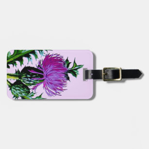 Purple Scottish Garden Thistle Luggage Tag