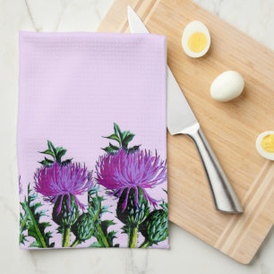 Purple Scottish Garden Thistle Tea Towel