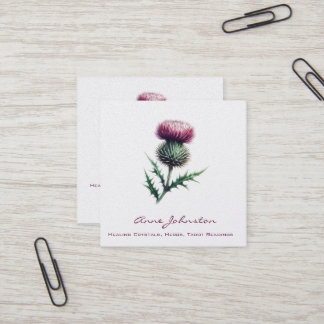 Purple Scottish Thistle Square Business Card
