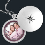 Purple Scrapbook Decorative Custom Photo Locket Necklace<br><div class="desc">Scrapbook style photo frame with purple flower detail. Upload your favourite photo.</div>