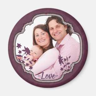 Purple Scrapbook Decorative Custom Photo Magnet