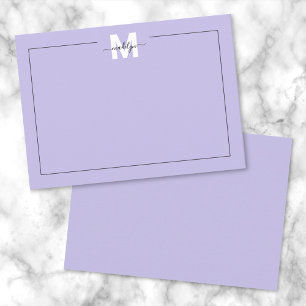 Purple Script Calligraphy Name Monogram Card