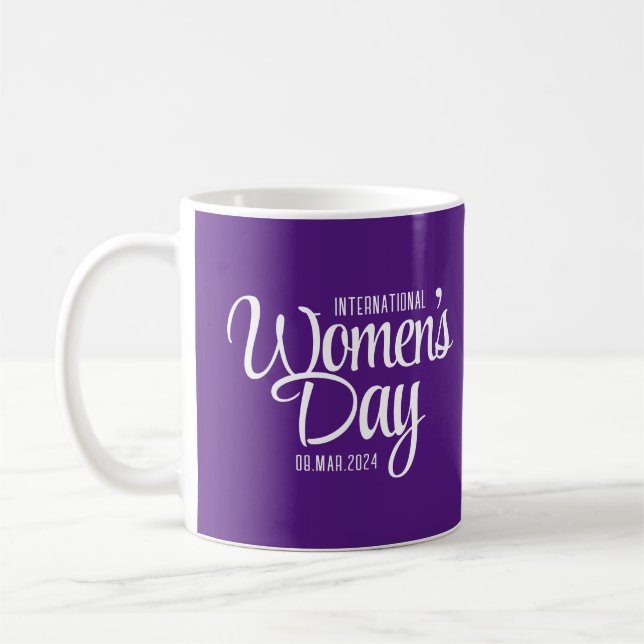 Purple Script International Women's Day March 8 Coffee Mug (Left)