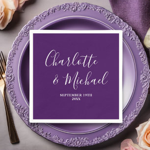 Purple Script Minimalist Wedding Napkin