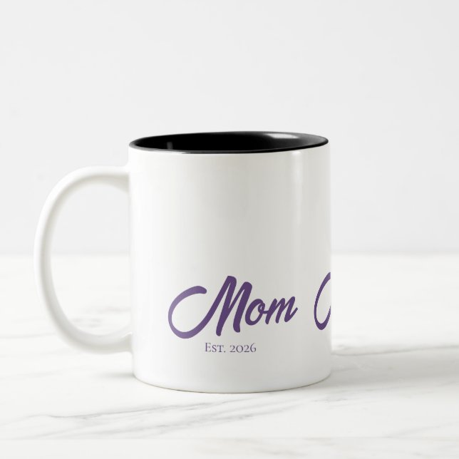 Purple Script Mum Established Two-Tone Coffee Mug (Left)