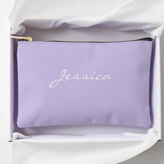Purple Script Name Minimal Modern Travel Cosmetic Accessory Pouch