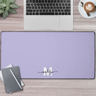 Purple Script Name Monogram Desk Mat