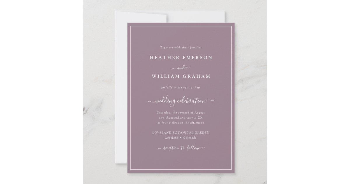 Purple Script Wedding Invitation | Zazzle