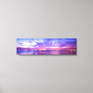 Purple Sea Sunset Reflection Panoramic Canvas