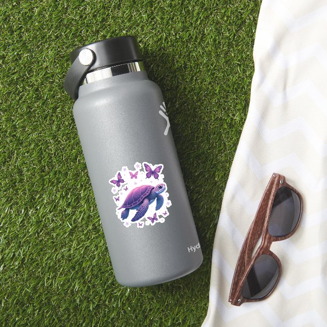 Purple - Sea Turtle Butterfly T-Shirt (HydroFlask Insitu)