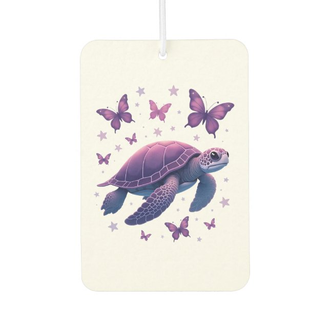 Purple - Sea Turtle Butterfly T-Shirt Car Air Freshener (Front)