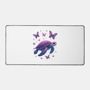 Purple - Sea Turtle Butterfly T-Shirt Desk Mat