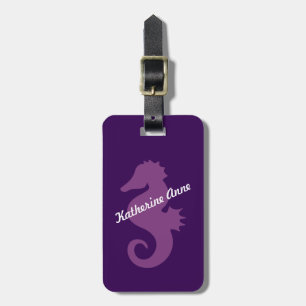 Purple Seahorse Custom Luggage Tag