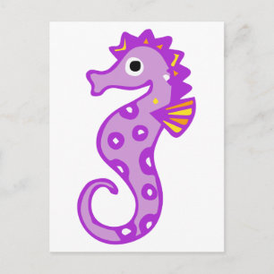 Purple seahorse postcard