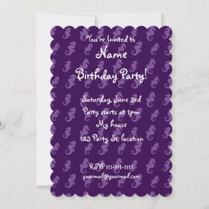Purple seahorses invitation