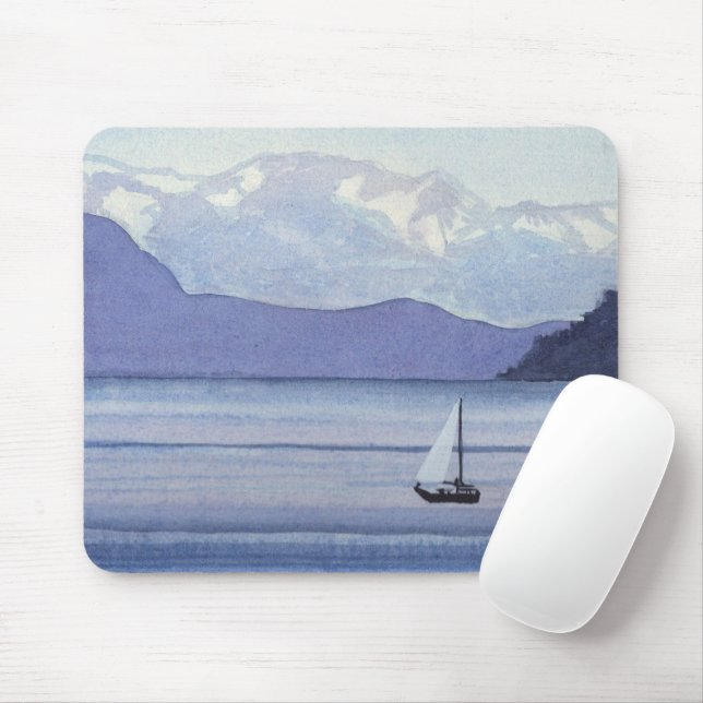 Purple Seascape Mouse Mat (With Mouse)