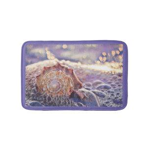 Purple seashell in the sea painting bath mat