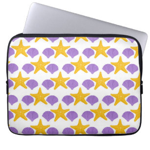 Purple Seashells Yellow Starfish Marine Life Laptop Sleeve
